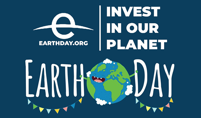 Earth day logo planet and 22 april Royalty Free Vector Image